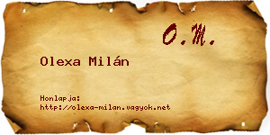 Olexa Milán névjegykártya